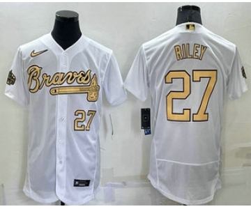 Men's Atlanta Braves #27 Austin Riley Number White 2022 All Star Stitched Flex Base Nike Jersey