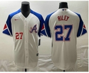 Men's Atlanta Braves #27 Austin Riley Number White 2023 City Connect Cool Base Stitched Jersey