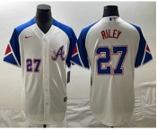 Men's Atlanta Braves #27 Austin Riley Number White 2023 City Connect Cool Base Stitched Jerseys