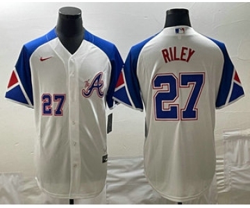 Men's Atlanta Braves #27 Austin Riley Number White 2023 City Connect Cool Base Stitched Jerseys