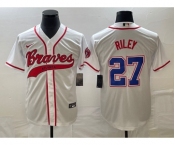 Men's Atlanta Braves #27 Austin Riley White Cool Base With Patch Stitched Baseball Jersey