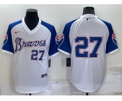 Men's Atlanta Braves #27 Austin Riley White Stitched MLB Throwback Nike Jersey