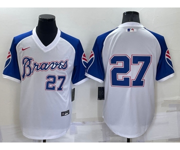 Men's Atlanta Braves #27 Austin Riley White Stitched MLB Throwback Nike Jersey