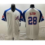 Men's Atlanta Braves #28 Matt Olson Number 2023 City Connect Cool Base Stitched Jersey