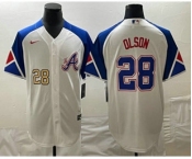 Men's Atlanta Braves #28 Matt Olson Number White 2023 City Connect Cool Base Stitched Jerseys