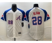 Men's Atlanta Braves #28 Matt Olson Number White 2023 City Connect Flex Base Stitched Jersey