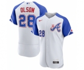 Men's Atlanta Braves #28 Matt Olson White 2023 City Connect Flex Base Stitched Jersey