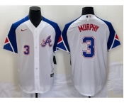 Men's Atlanta Braves #3 Dale Murphy Number White 2023 City Connect Cool Base Stitched Jersey1