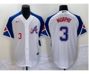 Men's Atlanta Braves #3 Dale Murphy Number White 2023 City Connect Cool Base Stitched Jersey