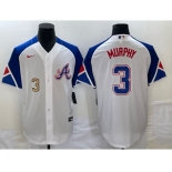 Men's Atlanta Braves #3 Dale Murphy Number White 2023 City Connect Cool Base Stitched Jerseys