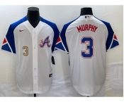 Men's Atlanta Braves #3 Dale Murphy Number White 2023 City Connect Cool Base Stitched Jerseys