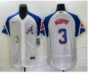 Men's Atlanta Braves #3 Dale Murphy Number White 2023 City Connect Flex Base Stitched Jersey2