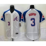 Men's Atlanta Braves #3 Dale Murphy Number White 2023 City Connect Flex Base Stitched Jersey