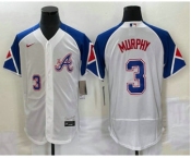 Men's Atlanta Braves #3 Dale Murphy Number White 2023 City Connect Flex Base Stitched Jersey