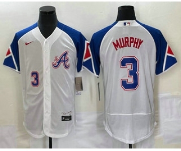 Men's Atlanta Braves #3 Dale Murphy Number White 2023 City Connect Flex Base Stitched Jersey