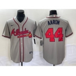 Men's Atlanta Braves #44 Hank Aaron Grey Stitched Cool Base Nike Jersey