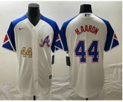 Men's Atlanta Braves #44 Hank Aaron Number White 2023 City Connect Cool Base Stitched Jerseys