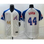 Men's Atlanta Braves #44 Hank Aaron Number White 2023 City Connect Flex Base Stitched Jersey1