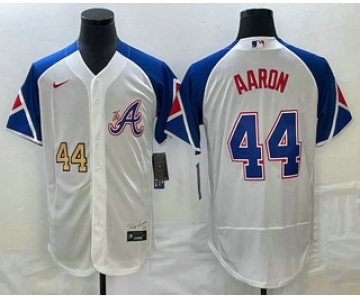 Men's Atlanta Braves #44 Hank Aaron Number White 2023 City Connect Flex Base Stitched Jersey1