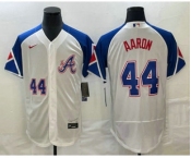 Men's Atlanta Braves #44 Hank Aaron Number White 2023 City Connect Flex Base Stitched Jersey2