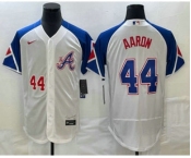 Men's Atlanta Braves #44 Hank Aaron Number White 2023 City Connect Flex Base Stitched Jersey