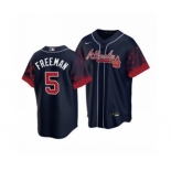 Men's Atlanta Braves #5 Freddie Freeman 2021 City Connect Navy Cool Base Stitched Baseball Jersey