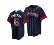 Men's Atlanta Braves #5 Freddie Freeman 2021 City Connect Navy Cool Base Stitched Baseball Jersey