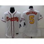 Men's Atlanta Braves #5 Freddie Freeman 2021 White Gold World Series Champions Jersey