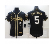 Men's Atlanta Braves #5 Freddie Freeman Black Gold 2021 World Series Champions Stitched Jersey