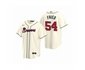 Men's Atlanta Braves #54 Max Fried Nike Cream 2020 Replica Alternate Jersey