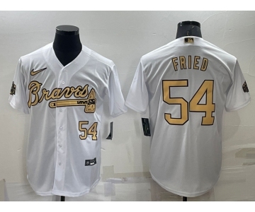 Men's Atlanta Braves #54 Max Fried Number White 2022 All Star Stitched Cool Base Nike Jersey