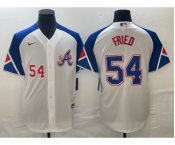 Men's Atlanta Braves #54 Max Fried Number White 2023 City Connect Cool Base Stitched Jersey1