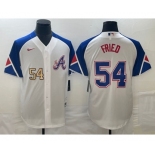 Men's Atlanta Braves #54 Max Fried Number White 2023 City Connect Cool Base Stitched Jersey