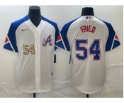 Men's Atlanta Braves #54 Max Fried Number White 2023 City Connect Cool Base Stitched Jersey