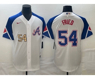 Men's Atlanta Braves #54 Max Fried Number White 2023 City Connect Cool Base Stitched Jersey