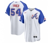 Men's Atlanta Braves #54 Max Fried White 2023 City Connect Cool Base Stitched Baseball Jersey