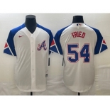 Men's Atlanta Braves #54 Max Fried White 2023 City Connect Cool Base Stitched Jersey