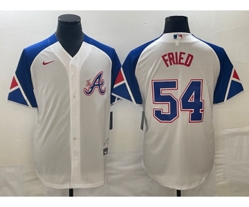 Men's Atlanta Braves #54 Max Fried White 2023 City Connect Cool Base Stitched Jersey