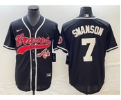 Men's Atlanta Braves #7 Dansby Swanson Black Cool Base Stitched Baseball Jersey