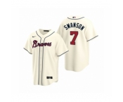 Men's Atlanta Braves #7 Dansby Swanson Nike Cream 2020 Replica Alternate Jersey