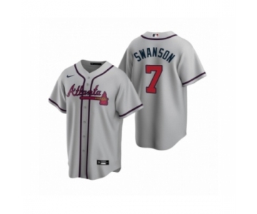 Men's Atlanta Braves #7 Dansby Swanson Nike Gray 2020 Replica Road Jersey