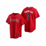 Men's Atlanta Braves #7 Dansby Swanson Nike Red 2020 Replica Alternate Jersey