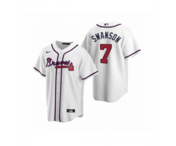 Men's Atlanta Braves #7 Dansby Swanson Nike White 2020 Replica Home Jersey