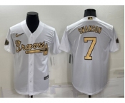 Men's Atlanta Braves #7 Dansby Swanson White 2022 All Star Stitched Cool Base Nike Jersey