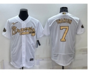 Men's Atlanta Braves #7 Dansby Swanson White 2022 All Star Stitched Flex Base Nike Jersey