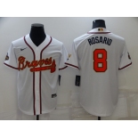 Men's Atlanta Braves #8 Eddie Rosario 2022 White Gold World Series Champions Program Cool Base Stitched Baseball Jersey