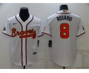 Men's Atlanta Braves #8 Eddie Rosario 2022 White Gold World Series Champions Program Cool Base Stitched Baseball Jersey