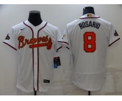 Men's Atlanta Braves #8 Eddie Rosario 2022 White Gold World Series Champions Program Flex Base Stitched Baseball Jersey