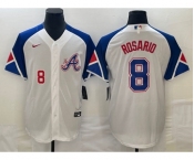 Men's Atlanta Braves #8 Eddie Rosario Number White 2023 City Connect Cool Base Stitched Jersey