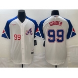 Men's Atlanta Braves #99 Spencer Strider Number White 2023 City Connect Cool Base Stitched Jerseys